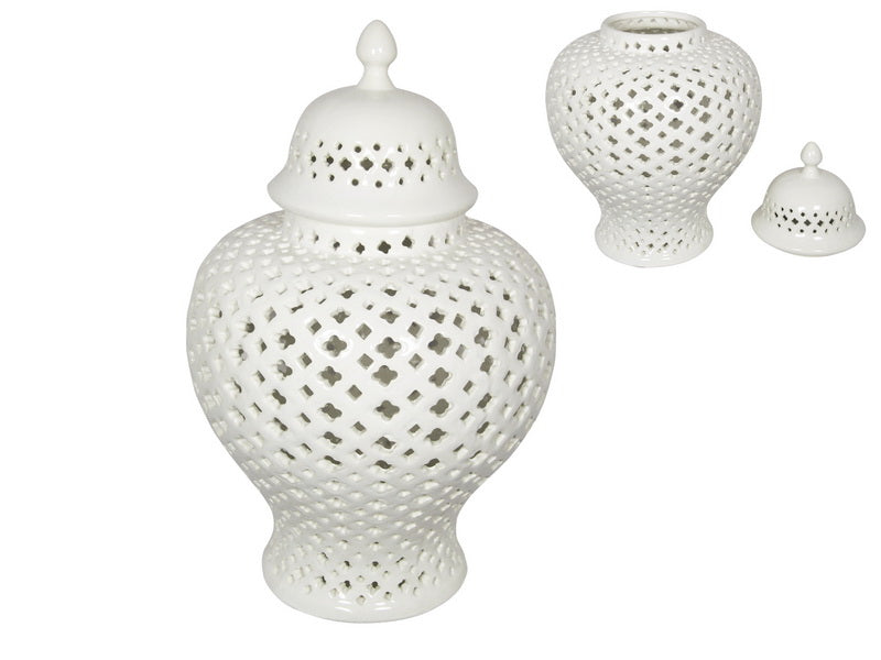 37cm White Round Moroccan Ginger Jar