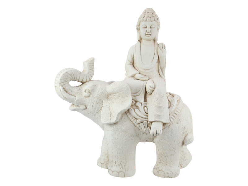 48cm Cream Buddha Sitting on Elephant
