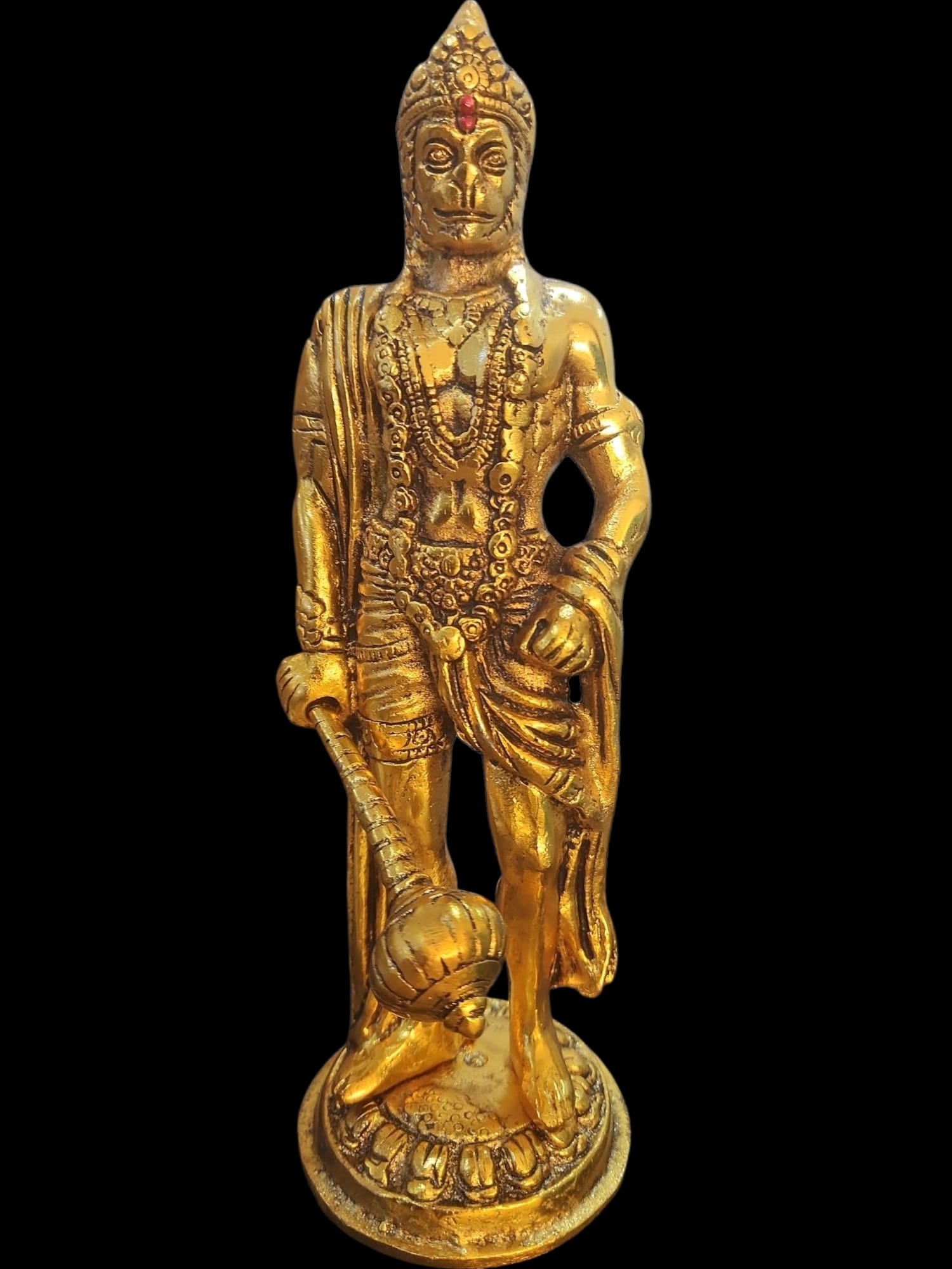 27CM Gold Metal Hanumanji Idol – Standing with Gada
