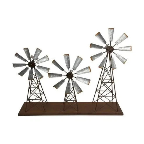 50cm Antique Metal Triple Windmill Wind Spinner