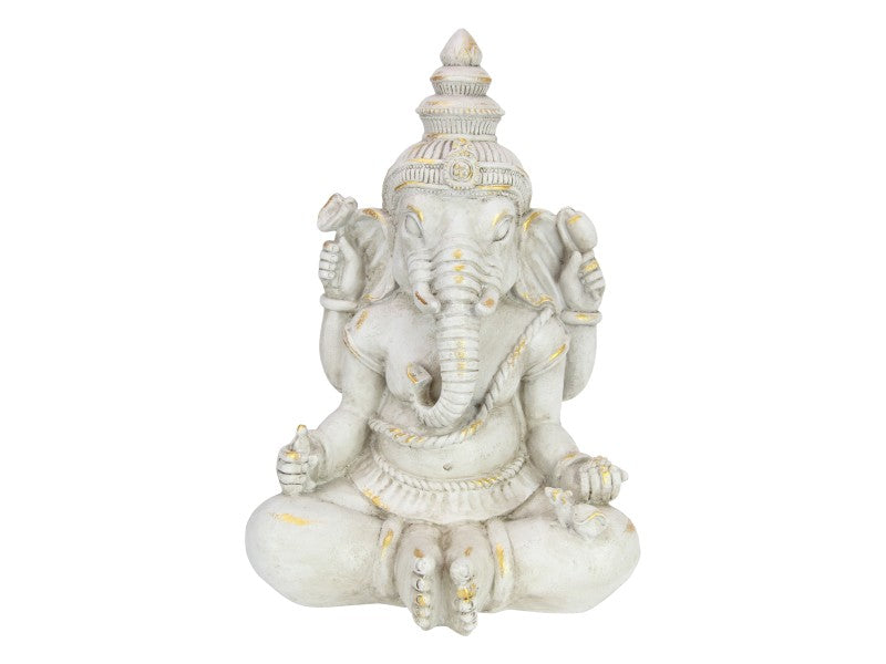 39cm White & Gold Brushed Ganesh