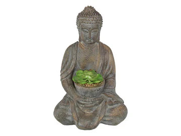 38cm Decor Buddha Holding Succulents