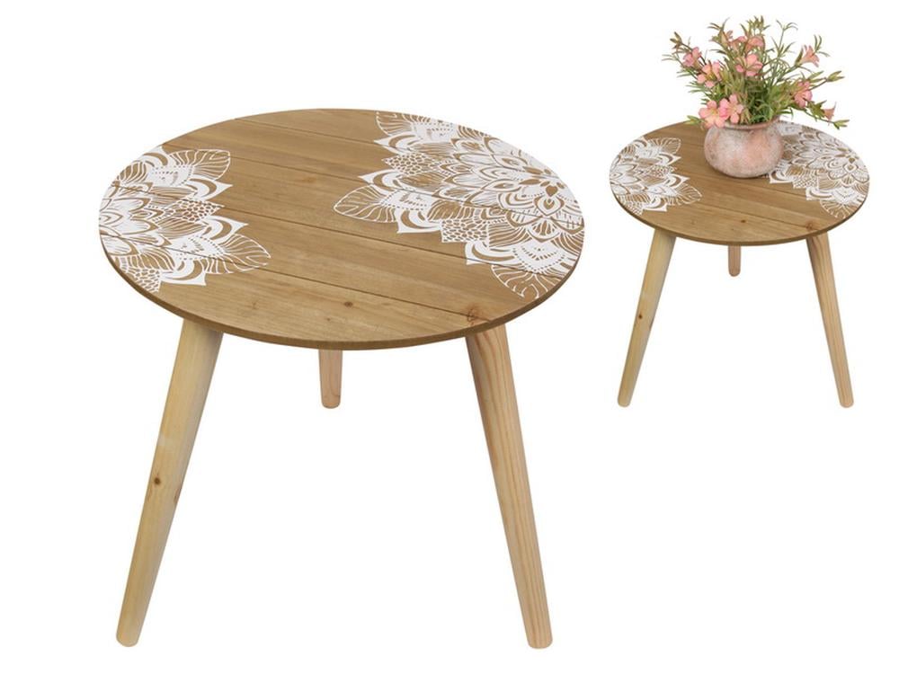 40x40cm Table With White Mandala Print