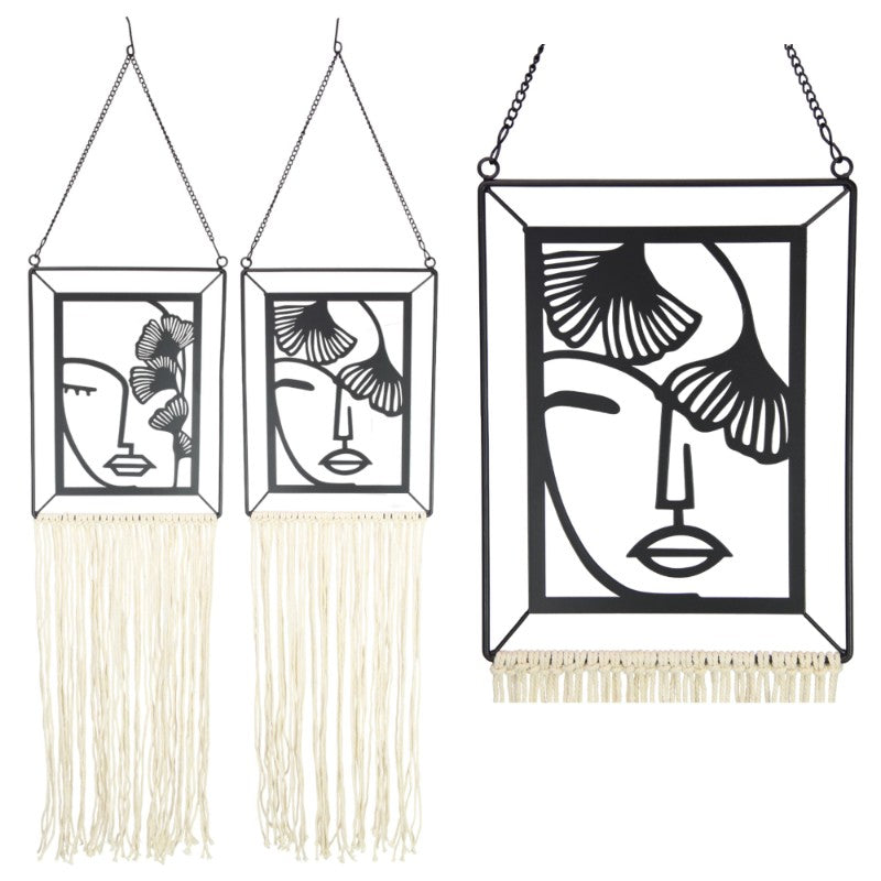 100cm Lady Face On Macrame Hanger Set of 2