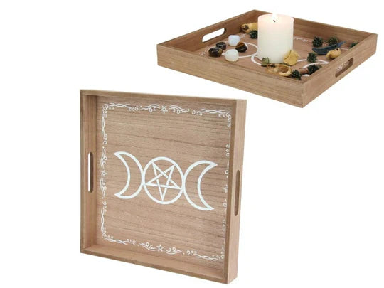 30x30cm Mdf Triple Moon Decor Tray