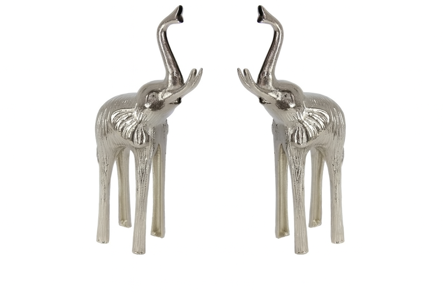 35cm Silver Metal Decor Elephant Set of 2