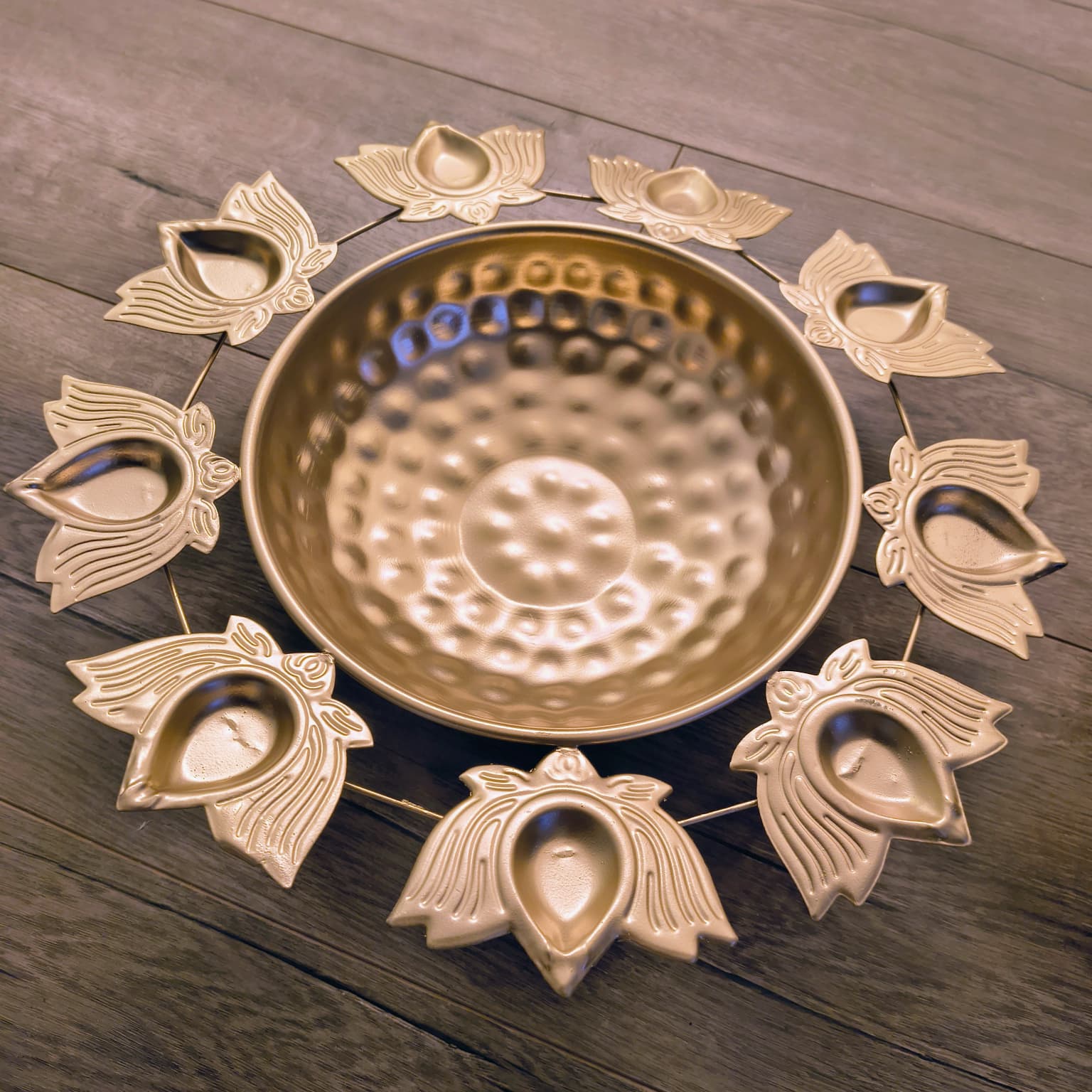 Diwali Urli Tray 3Pcs Lotus and Peacock design