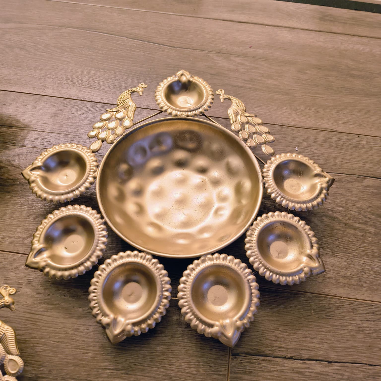 Diwali Urli Tray 3Pcs Lotus and Peacock design