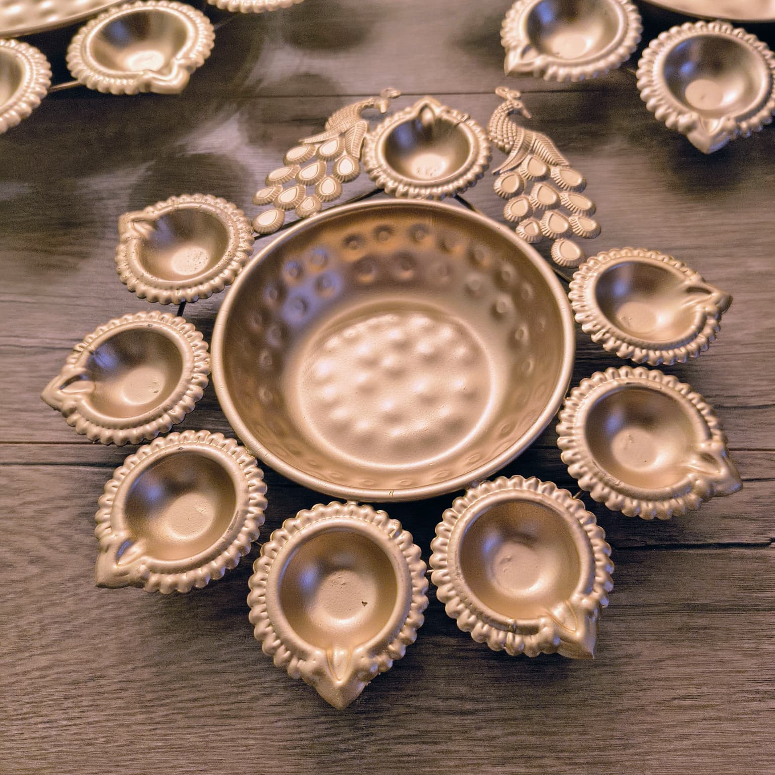 Diwali Urli Tray 3Pcs Lotus and Peacock design