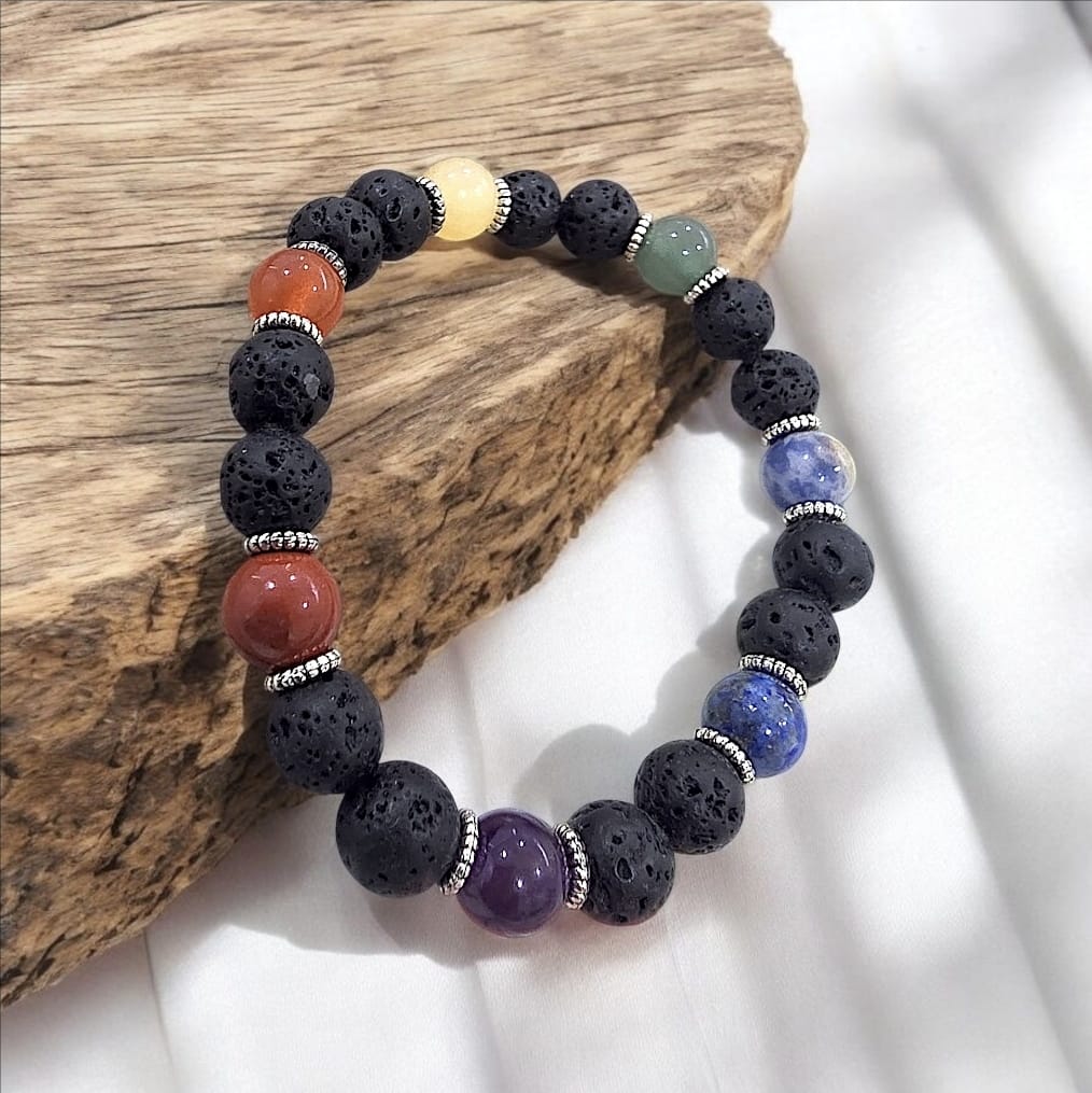 7 Chakra Lava Stone Bracelet
